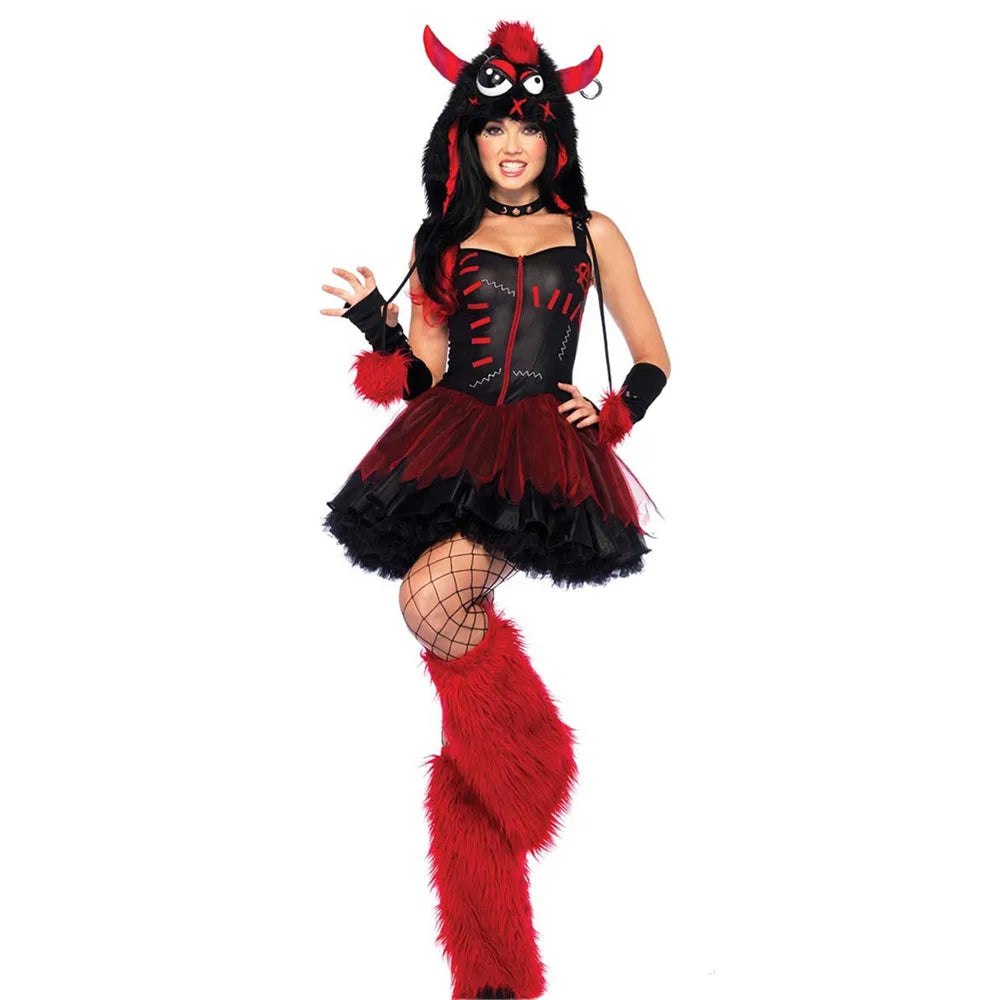 Red & Black Monster Costume – 2000s Bold Creature